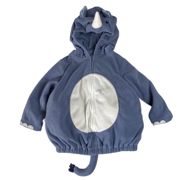 CARTER’S Baby Full Zip Rhino Jacket/Costume with Trunk and Tail Size 18 months - Picture 3 of 8